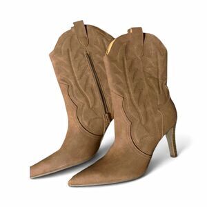 Indigo Rd. Women’s Brown Western Mid-Calf Boots Pointed Toe Zip Embroidered 9.5